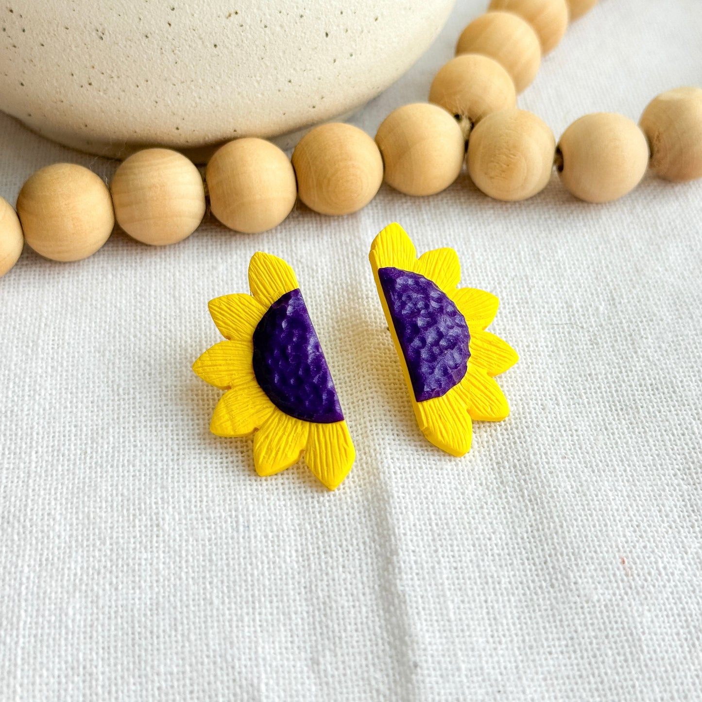 Big Sunflower Polymer Clay Studs