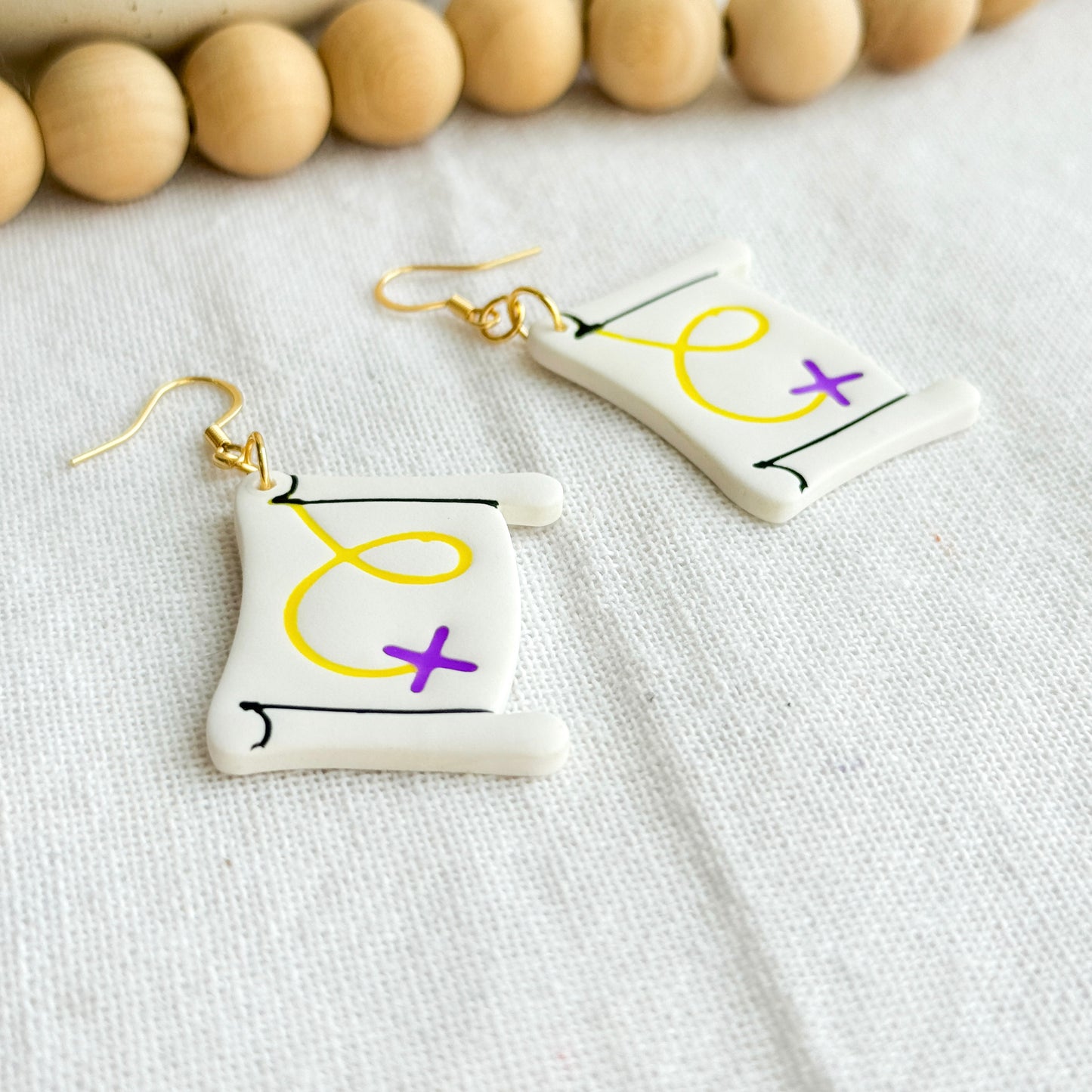 Pirate Treasure Map Clay Earrings