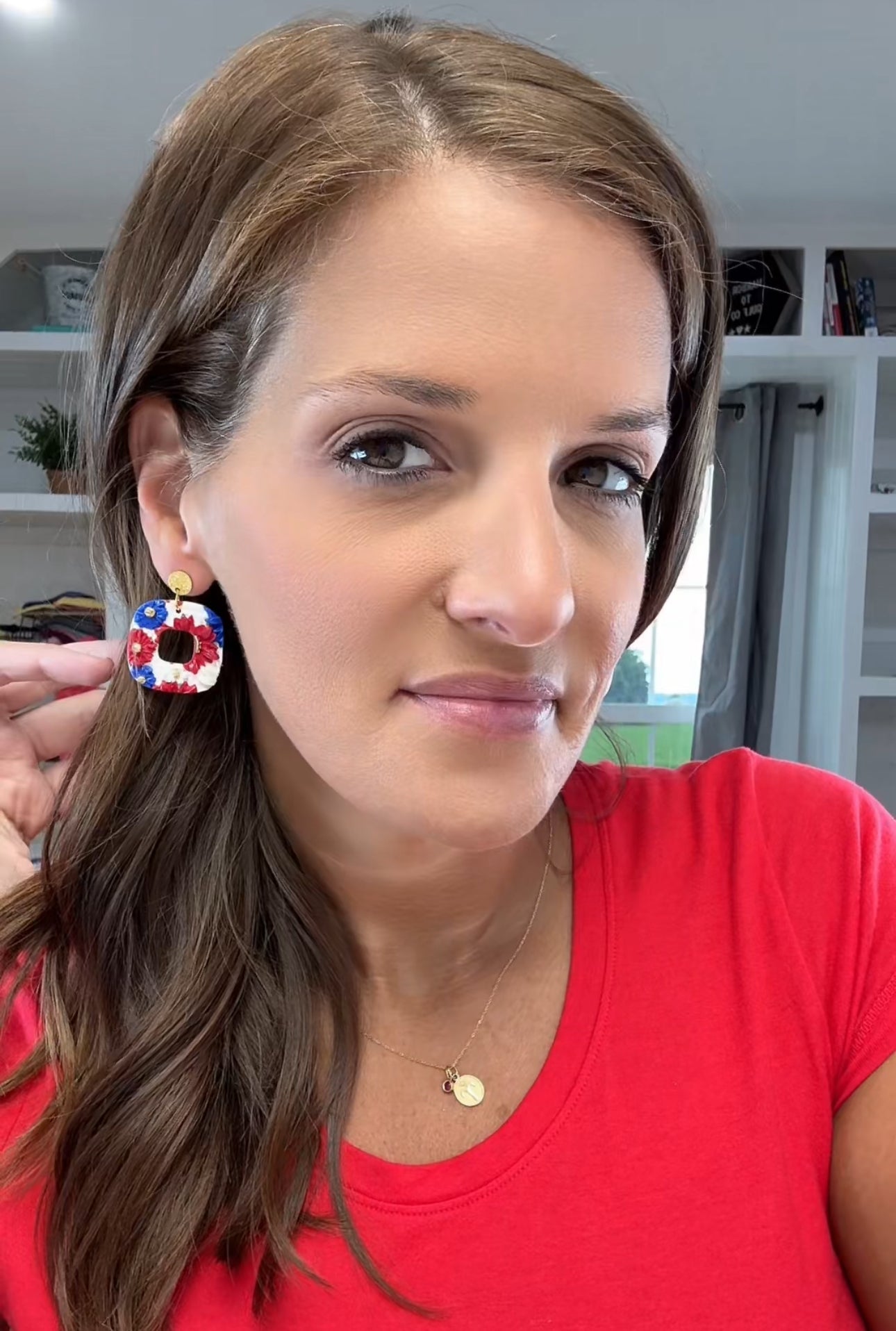 Blue and Red Floral Earrings, Multiple Styles