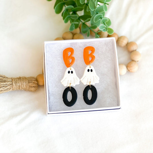 BOO Ghosts Polymer Clay Earrings