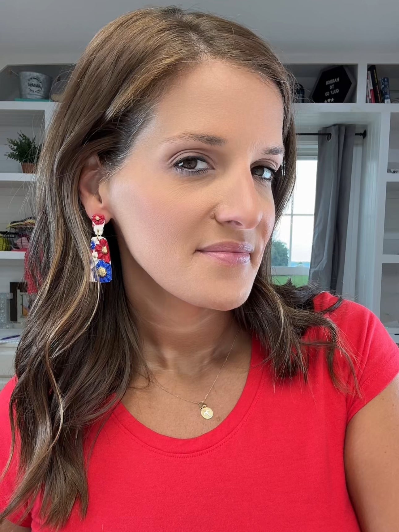 Blue and Red Floral Earrings, Multiple Styles