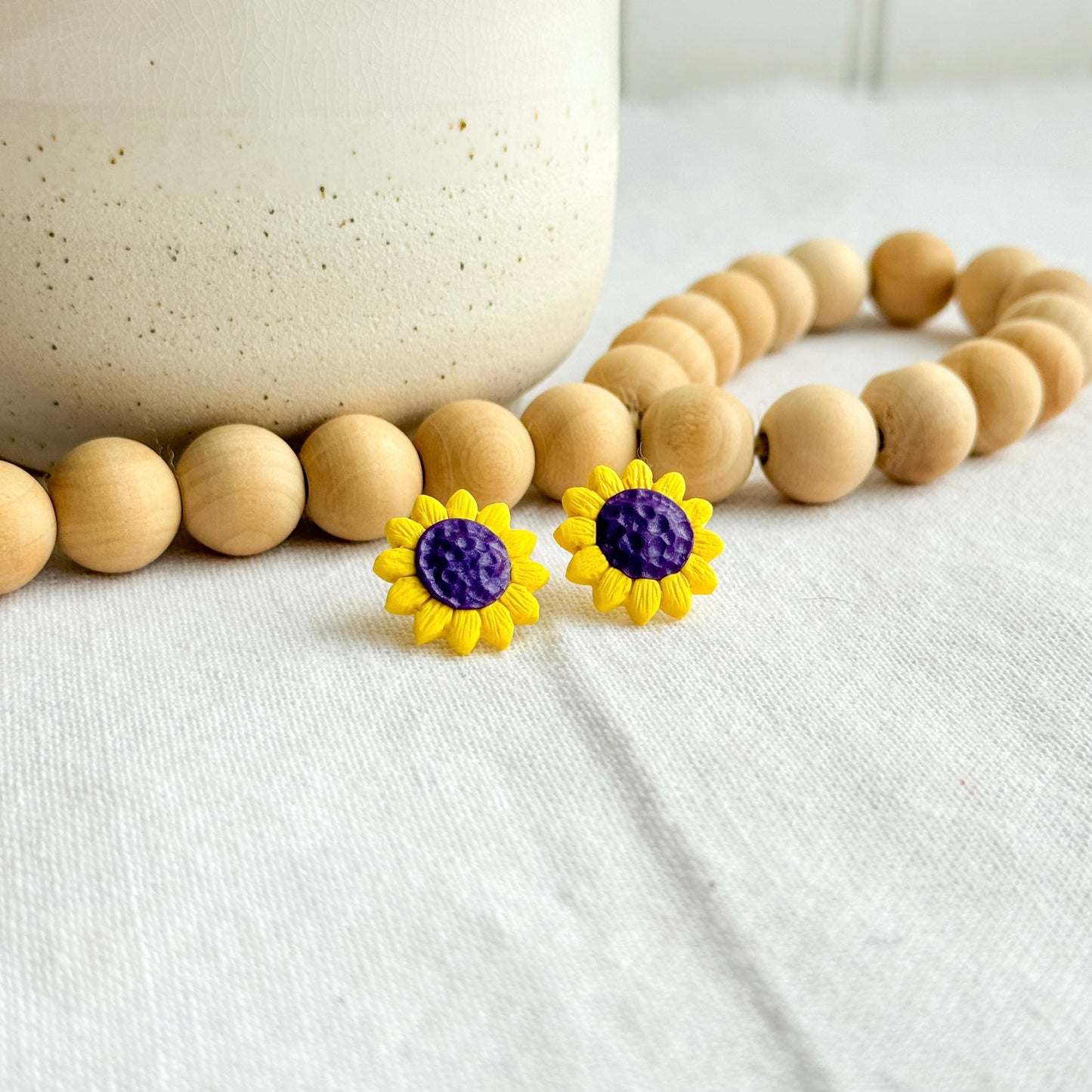 Sunflower Polymer Clay Studs