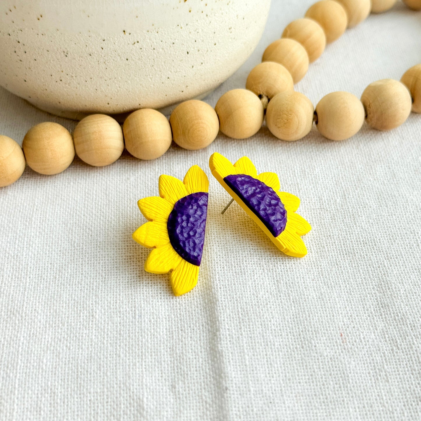 Big Sunflower Polymer Clay Studs