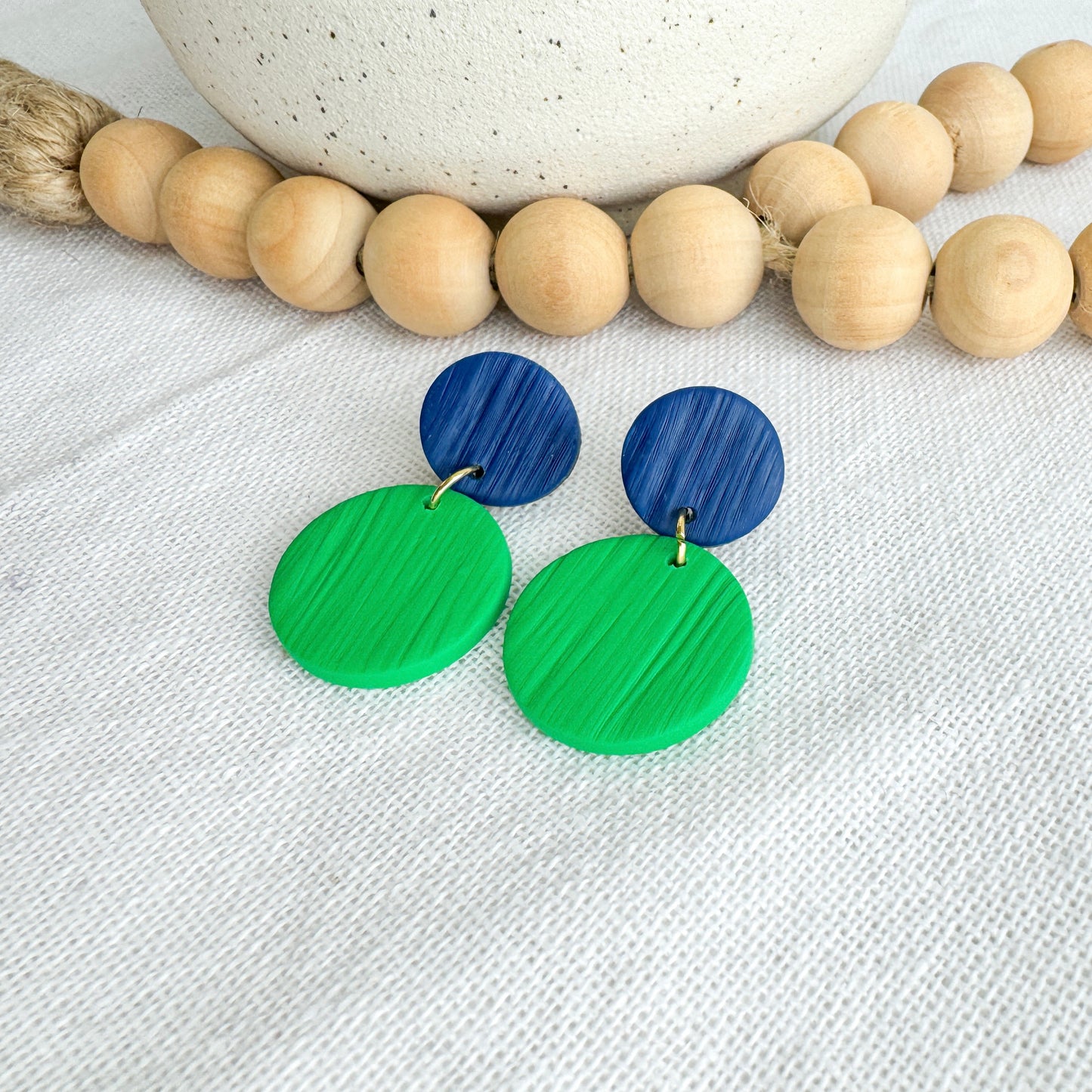 Green Game Day Clay Earrings