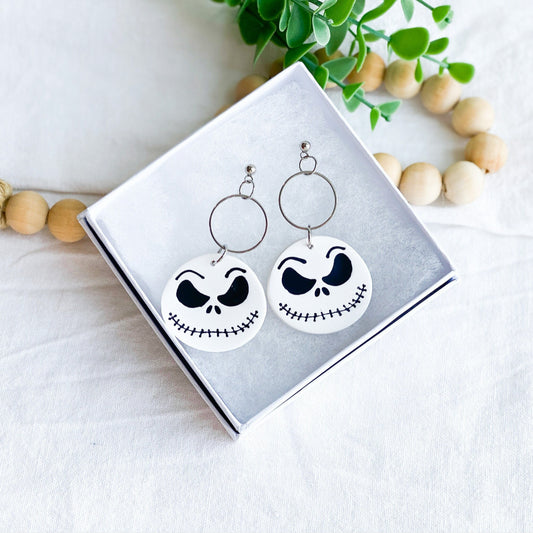 Jack Skellington Polymer Clay Earrings, Multiple Styles