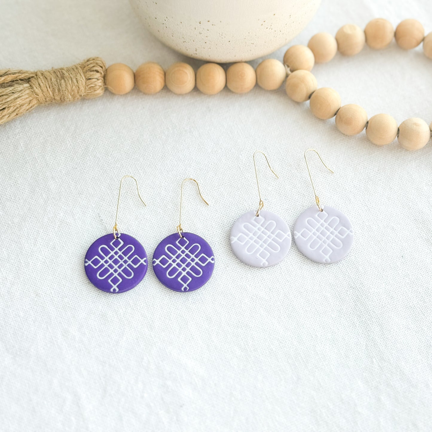 Purple Polymer Clay Earrings, Multiple Styles