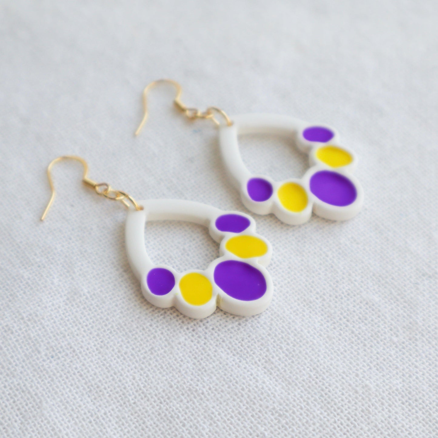 Purple & Gold Clay Earrings