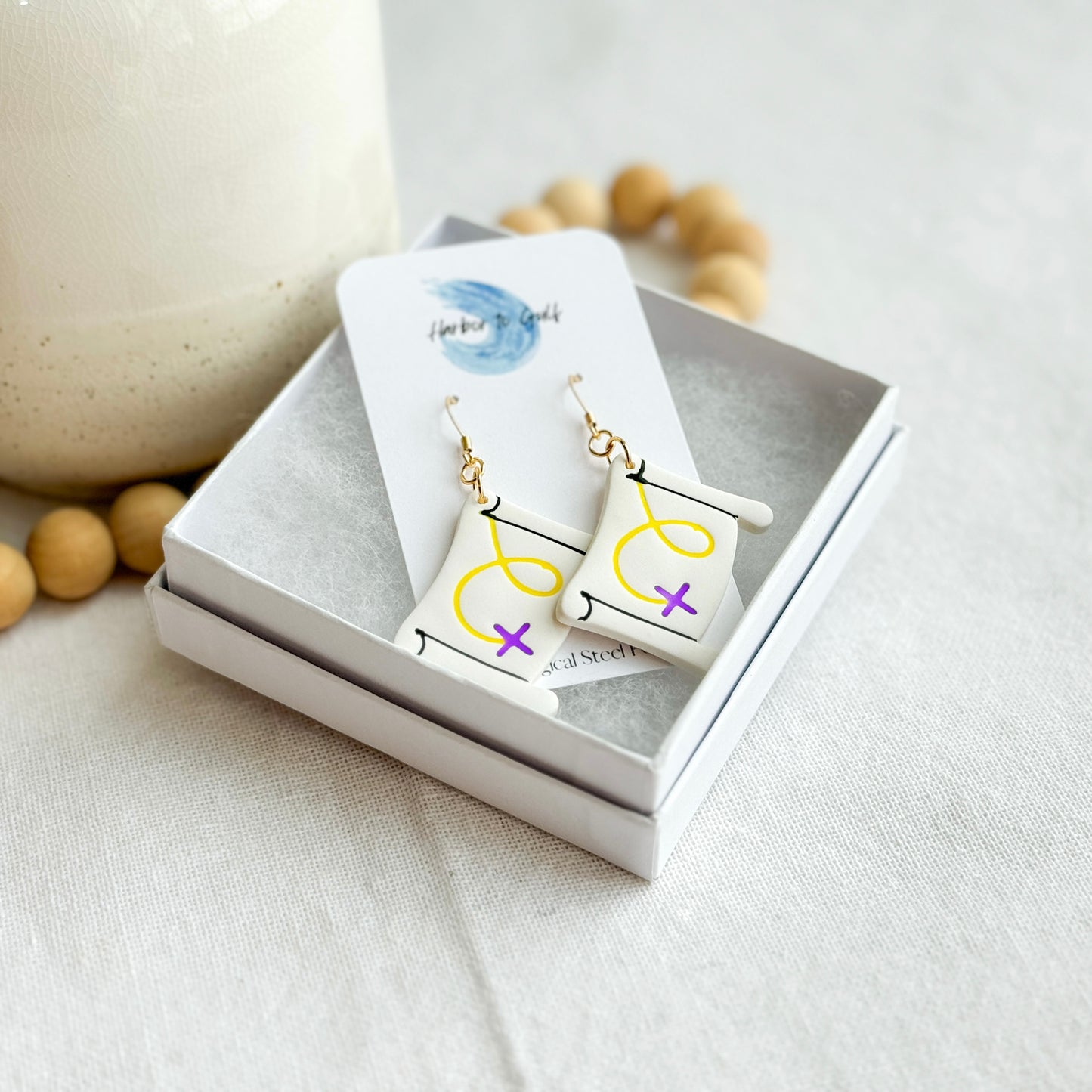 Pirate Treasure Map Clay Earrings