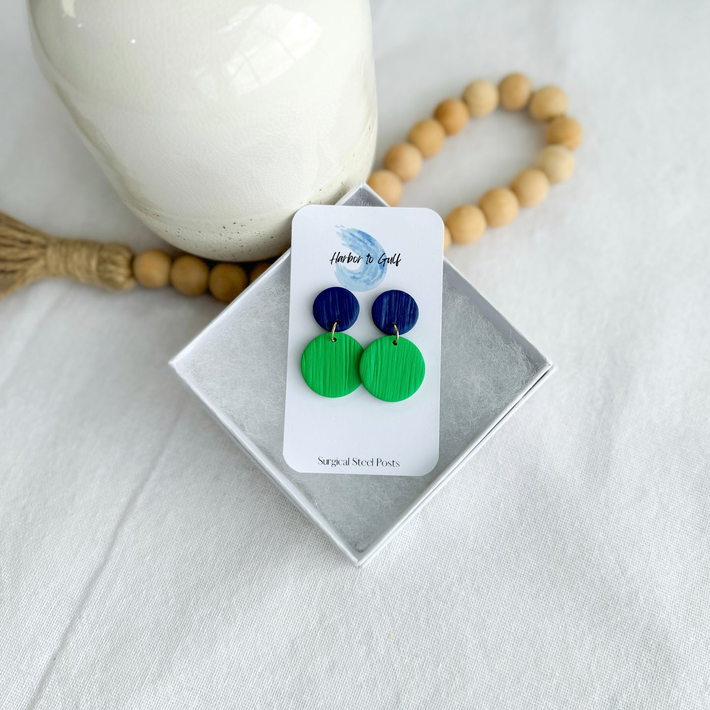 Green Game Day Clay Earrings