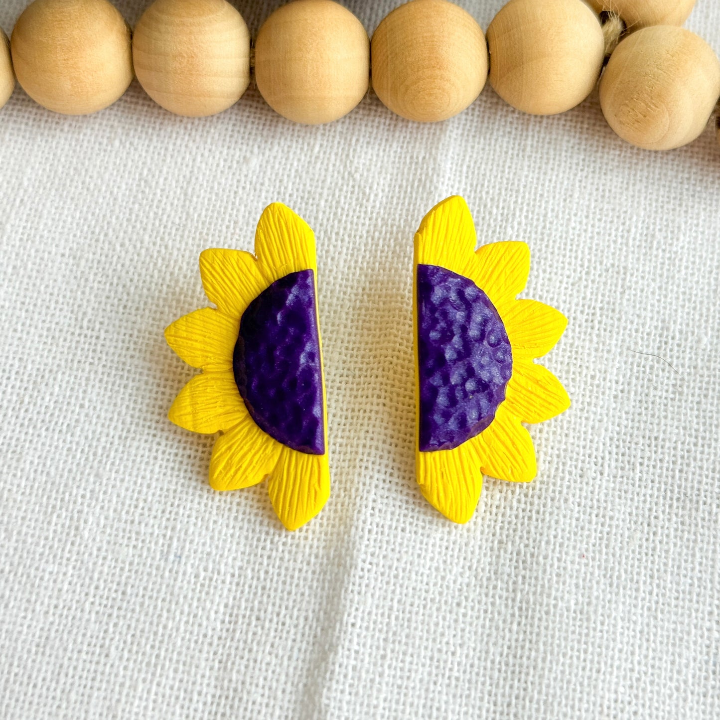 Big Sunflower Polymer Clay Studs