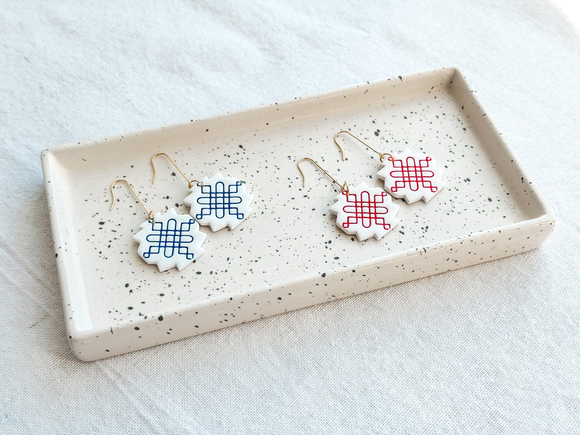 4th of July Drop Earrings, Polymer Clay Earrings, Gifts for Women, Birthday Gifts for Her, Handmade Earrings, Handmade Gifts, Drop Earrings - Harbor to Gulf Co.