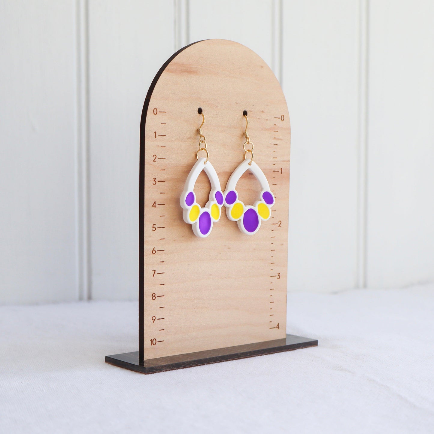 Purple & Gold Clay Earrings