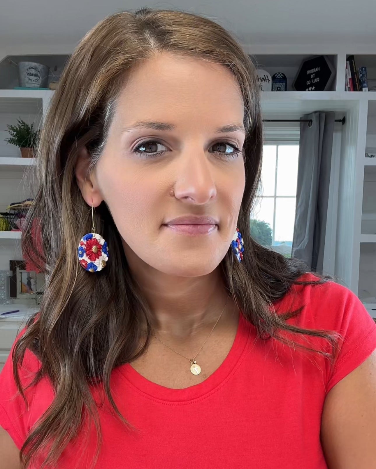 Blue and Red Floral Earrings, Multiple Styles