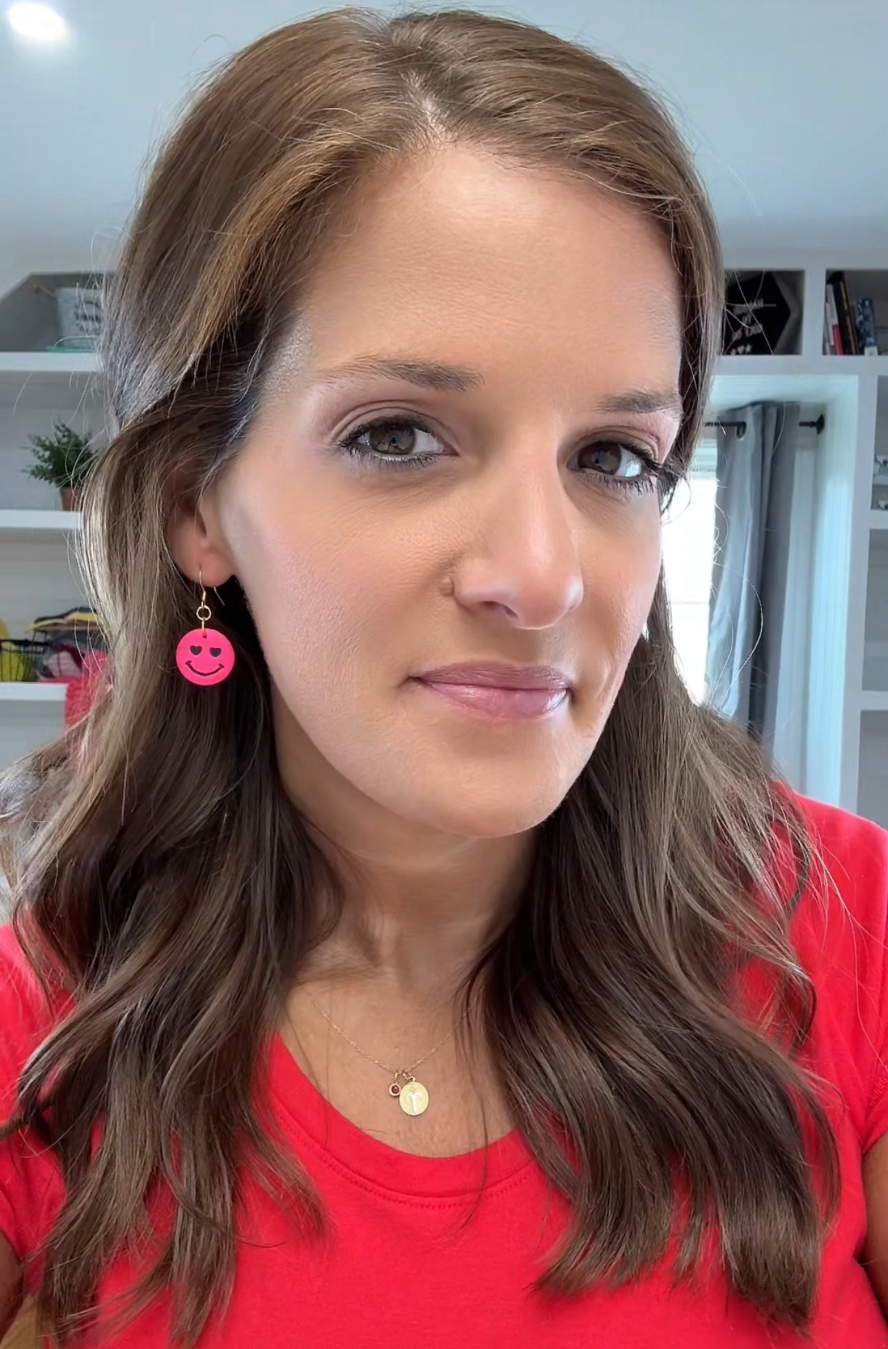 Hot Pink Smiley Face Earrings