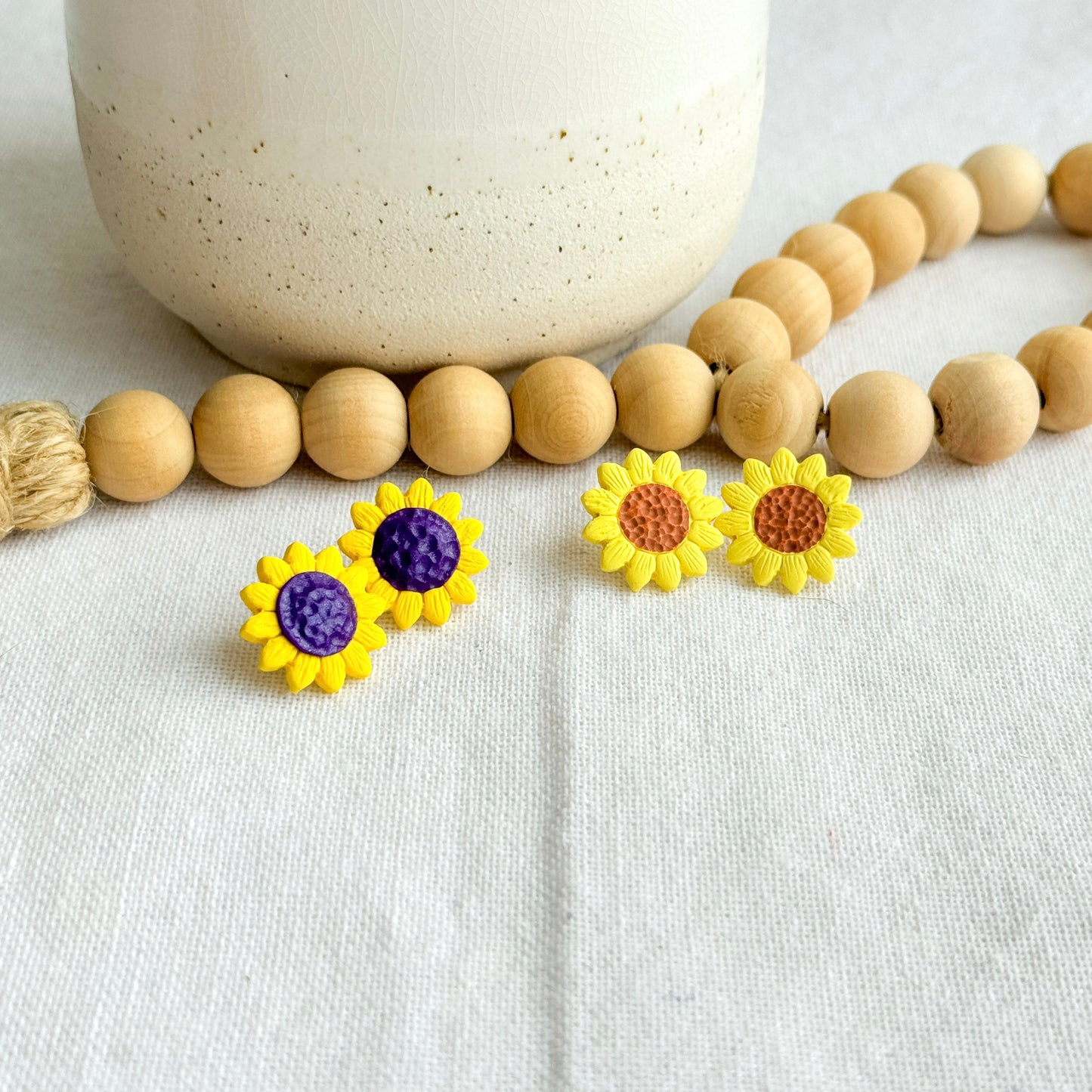 Sunflower Polymer Clay Studs