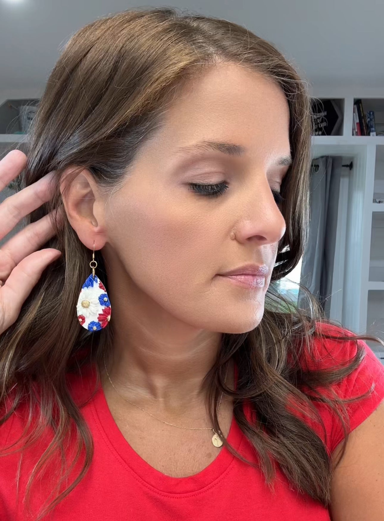 Blue and Red Floral Earrings, Multiple Styles