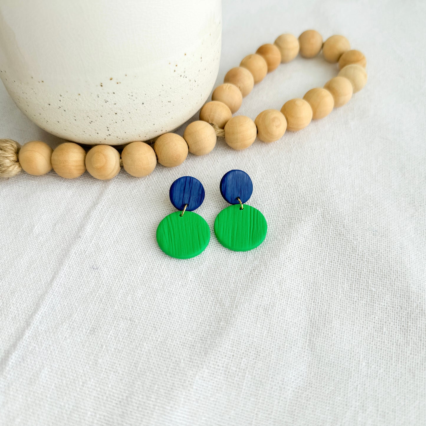 Green Game Day Clay Earrings