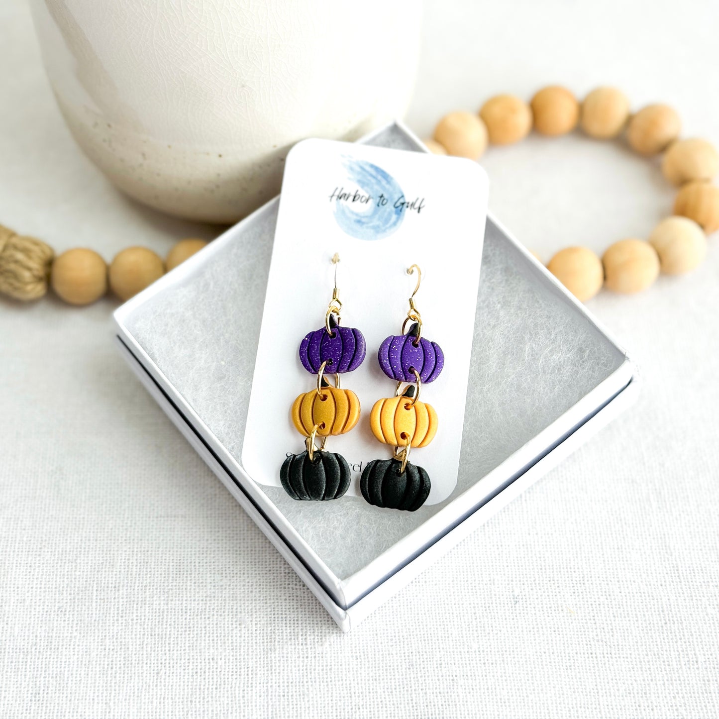 Triple Pumpkin Dangle Earrings