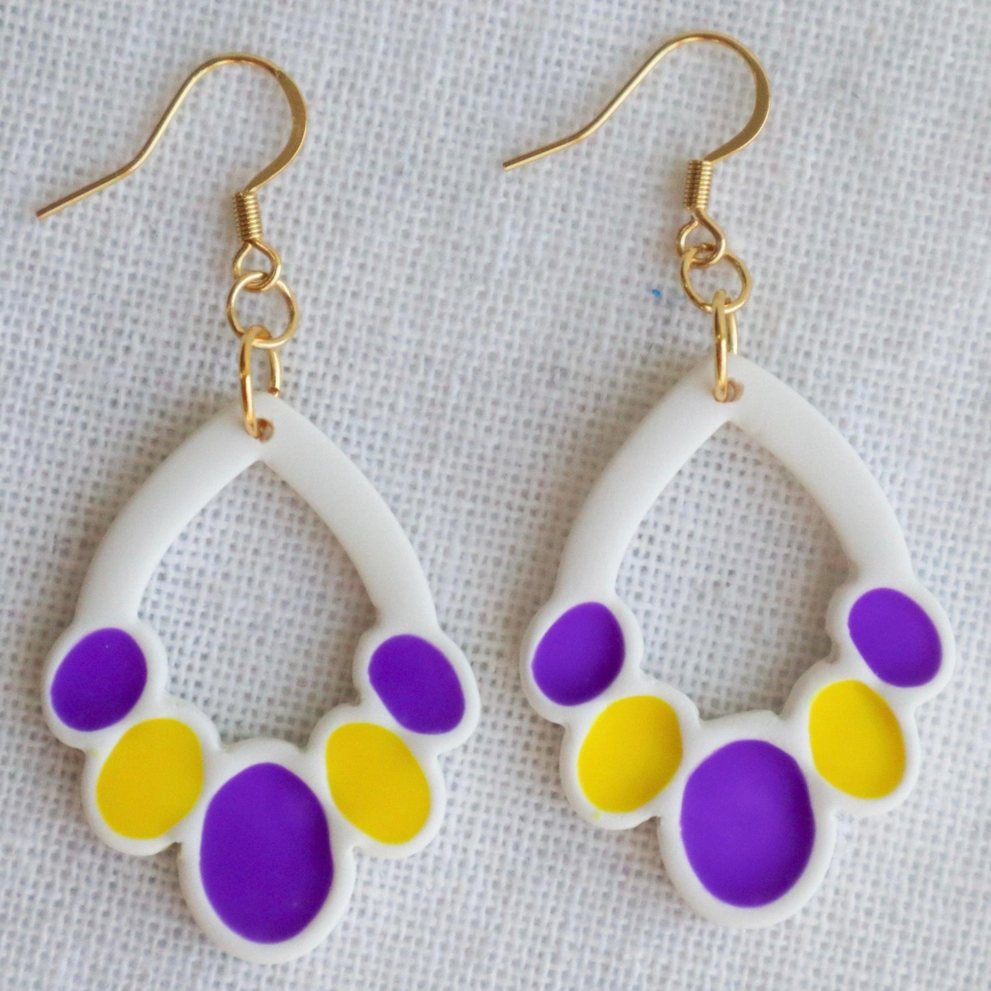 Purple & Gold Clay Earrings