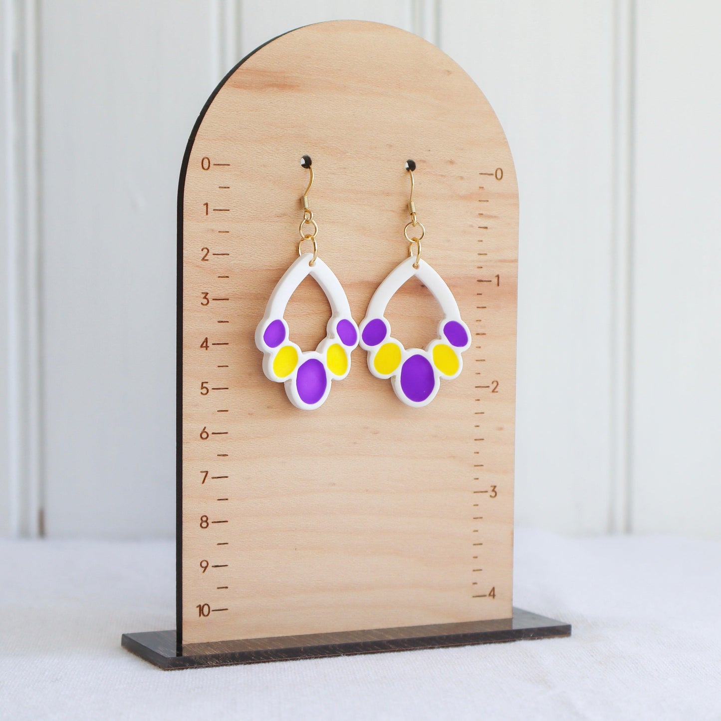 Purple & Gold Clay Earrings