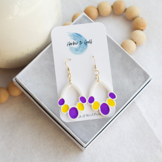 Purple & Gold Clay Earrings