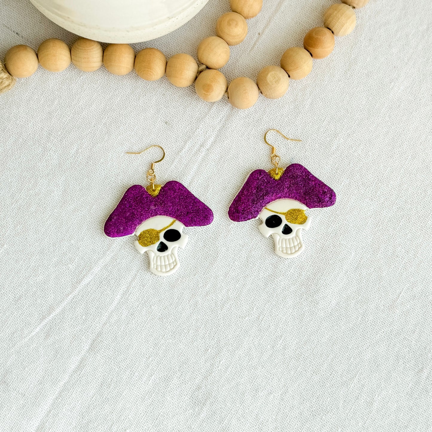 Sparkly Pirate Clay Earrings