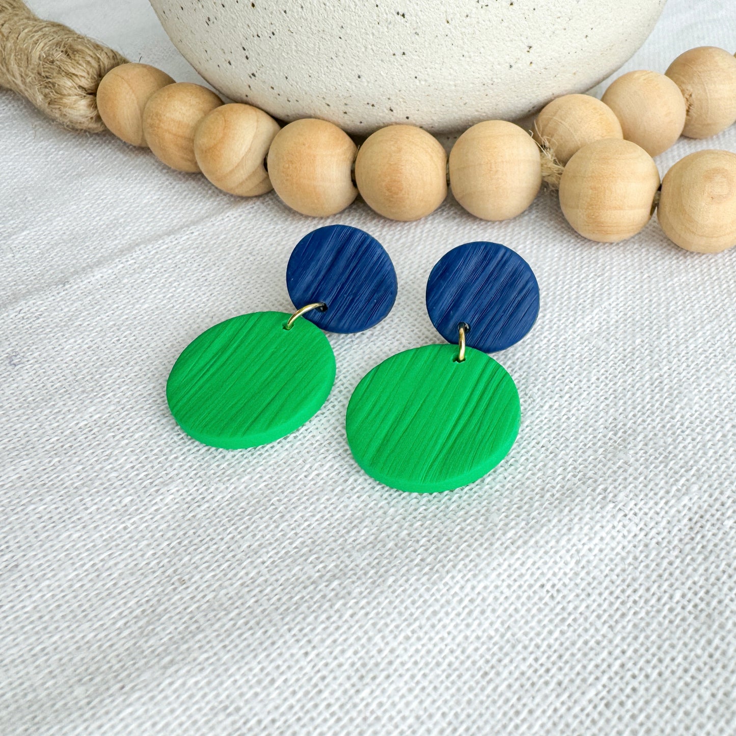 Green Game Day Clay Earrings