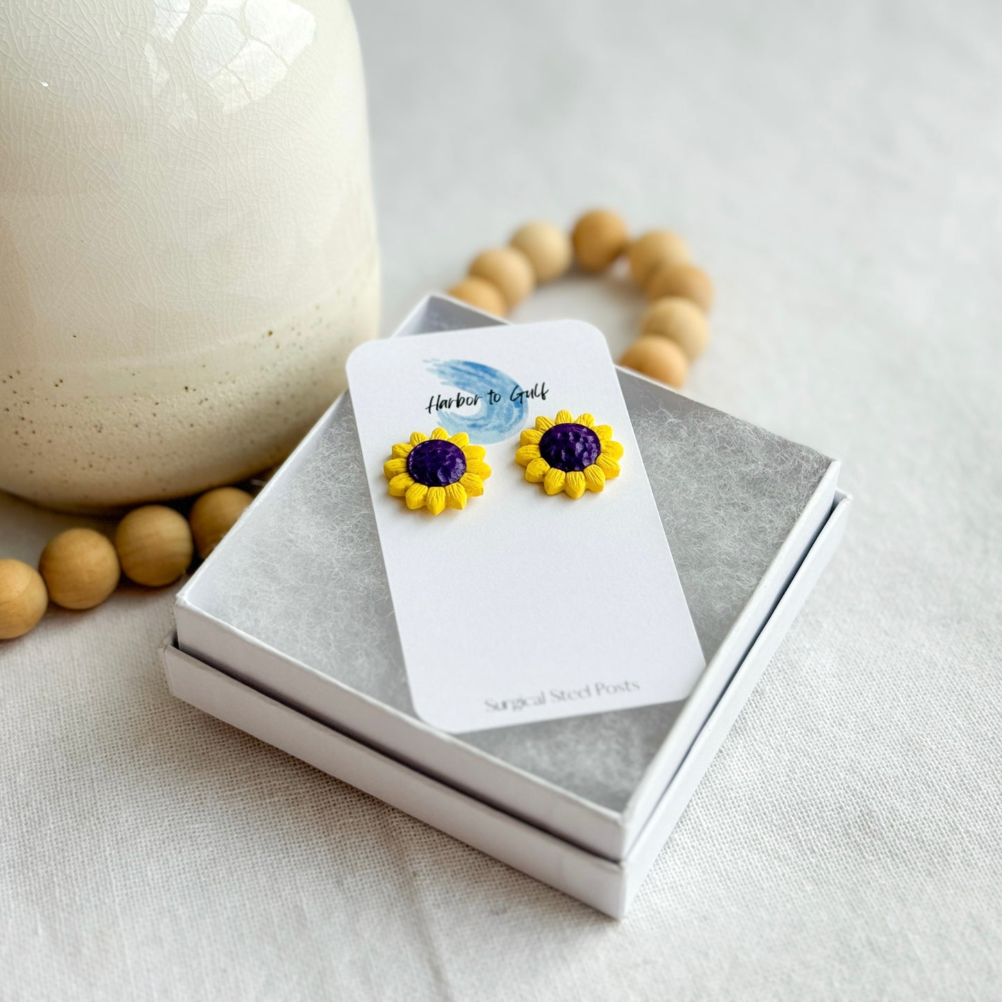 Sunflower Polymer Clay Studs