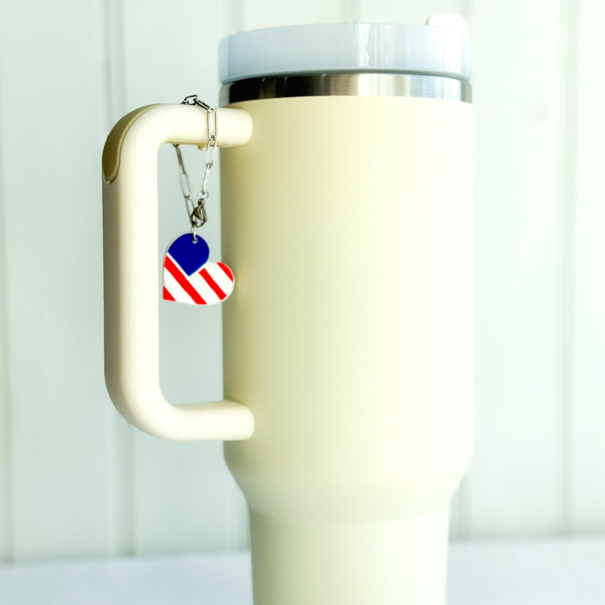 American Flag Charm, 4th of July Stanley Quencher, Stanley Tumbler Accessories, Gifts for Women, Polymer Clay Charms, Handmade Gift - Harbor to Gulf Co.