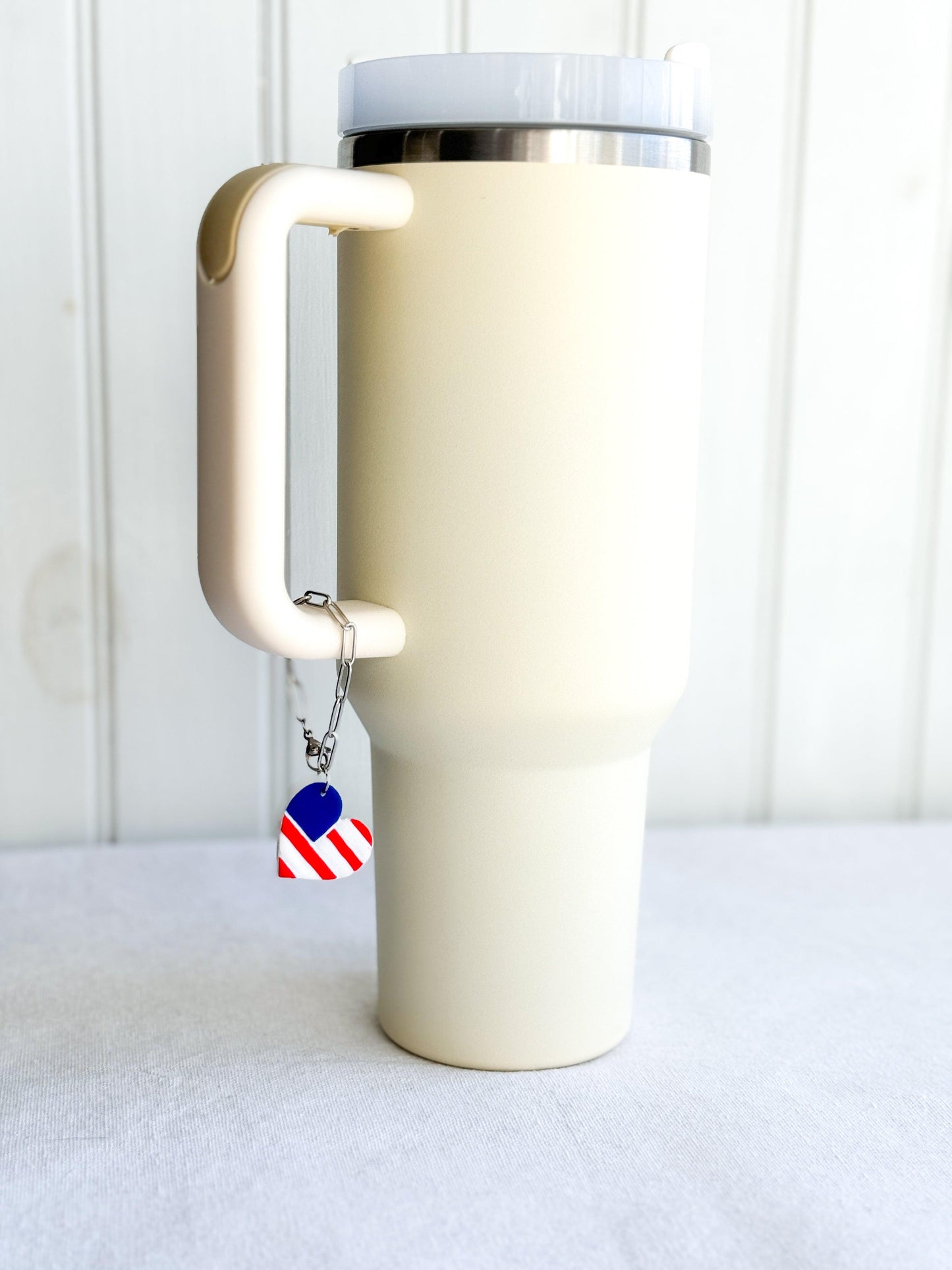 American Flag Charm, 4th of July Stanley Quencher, Stanley Tumbler Accessories, Gifts for Women, Polymer Clay Charms, Handmade Gift - Harbor to Gulf Co.