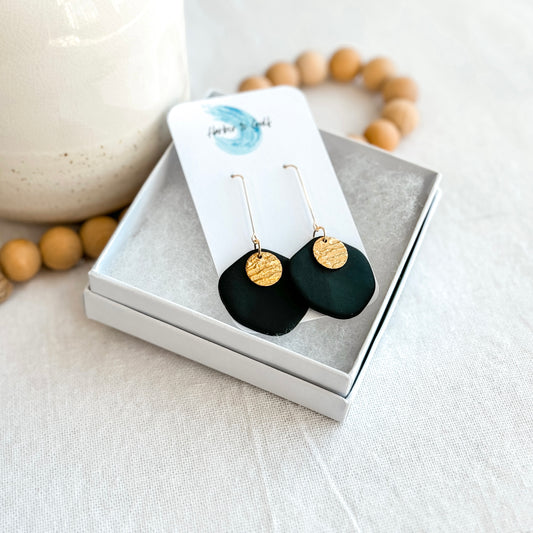 Black & Gold Polymer Clay Earrings - Harbor to Gulf Co.