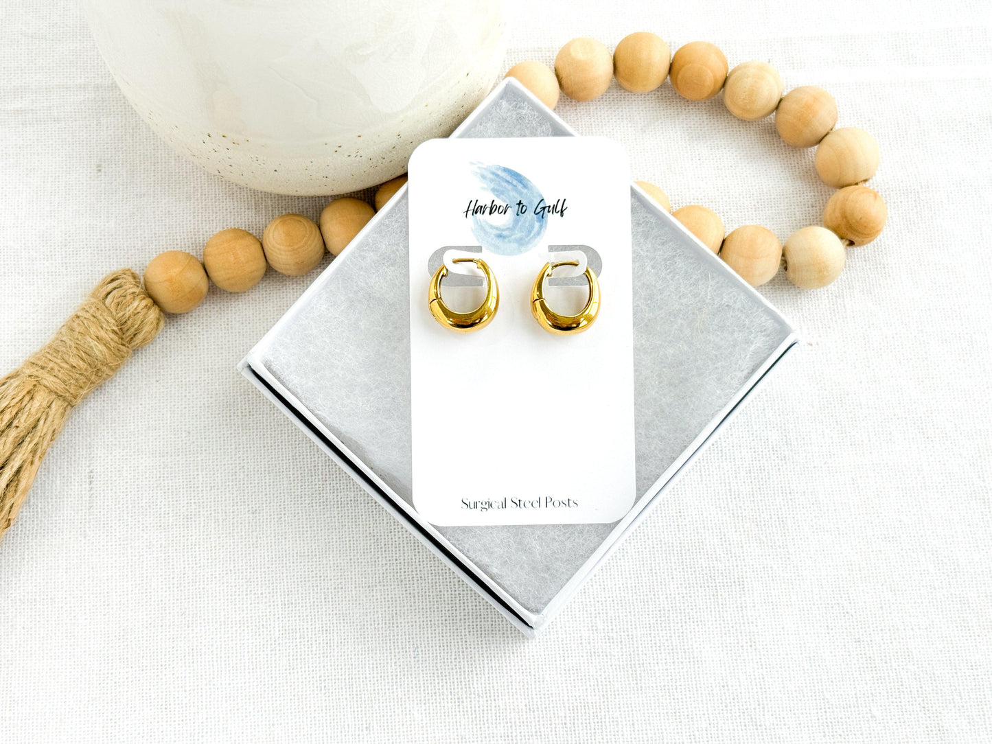 Chunky Gold Huggies, Surgical Steel, Gifts for Women, Trendy Earrings - Harbor to Gulf Co.