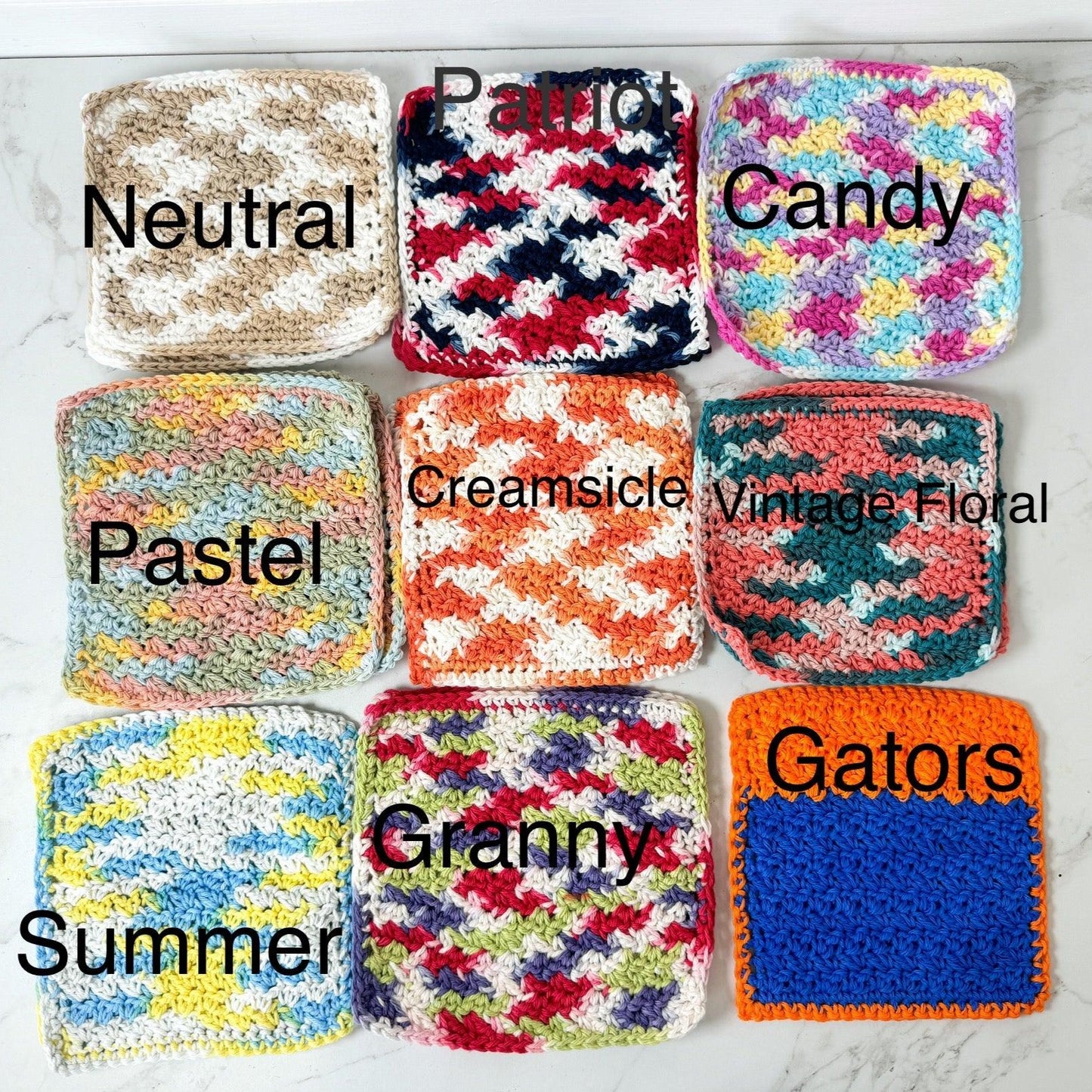 Crochet Dishcloths, Multiple Colors - Harbor to Gulf Co.