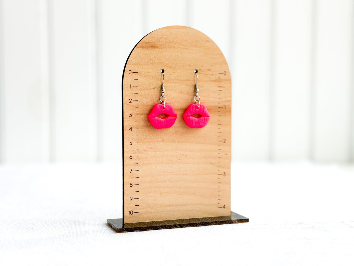 Hot Pink Kiss Earrings, Polymer Clay Earrings, Valentines Earrings, Surgical Steel, Gift Ideas for Her - Harbor to Gulf Co.