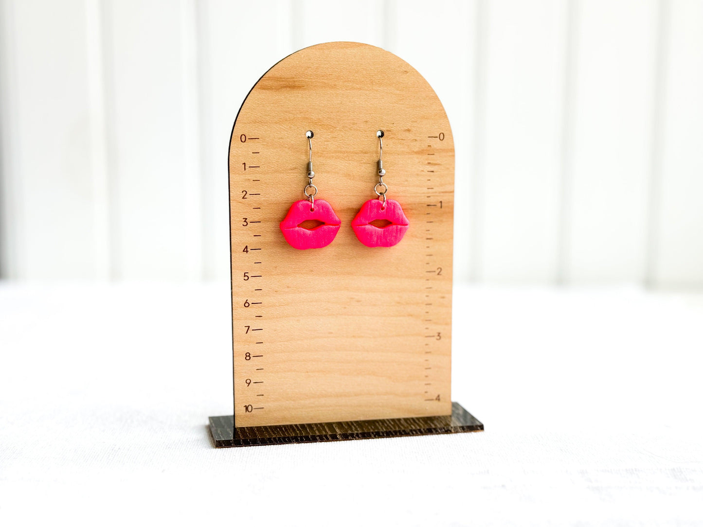 Hot Pink Kiss Earrings, Polymer Clay Earrings, Valentines Earrings, Surgical Steel, Gift Ideas for Her - Harbor to Gulf Co.