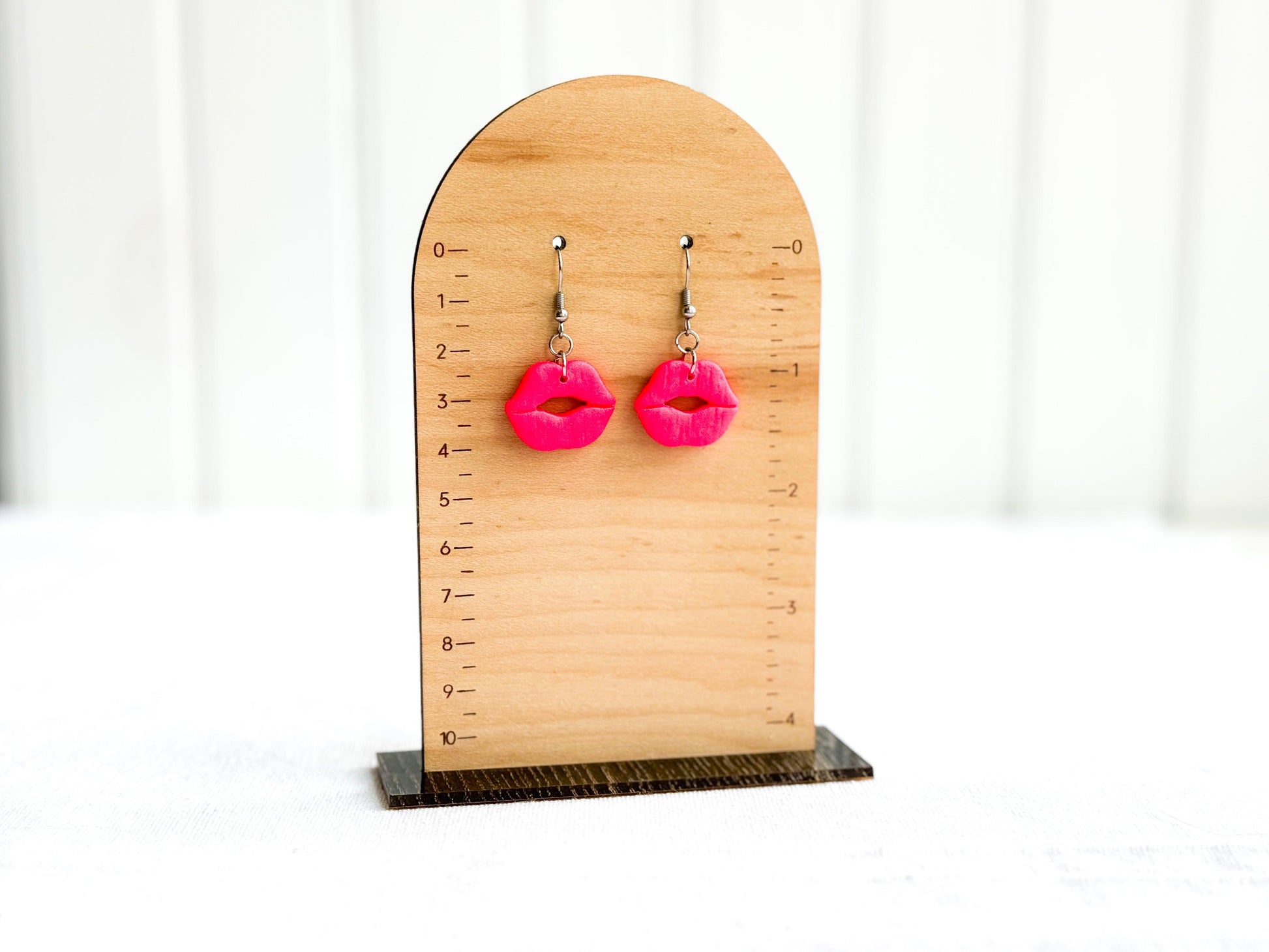 Hot Pink Kiss Earrings, Polymer Clay Earrings, Valentines Earrings, Surgical Steel, Gift Ideas for Her - Harbor to Gulf Co.