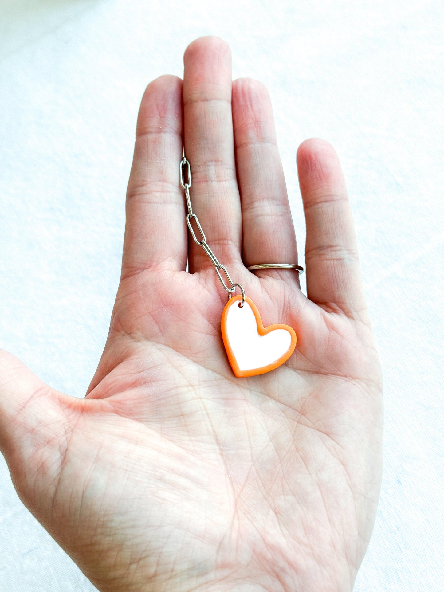 Orange Heart Charm, Stanley Cup Accessories, Polymer Clay Charms, Handmade, Gifts for Her - Harbor to Gulf Co.