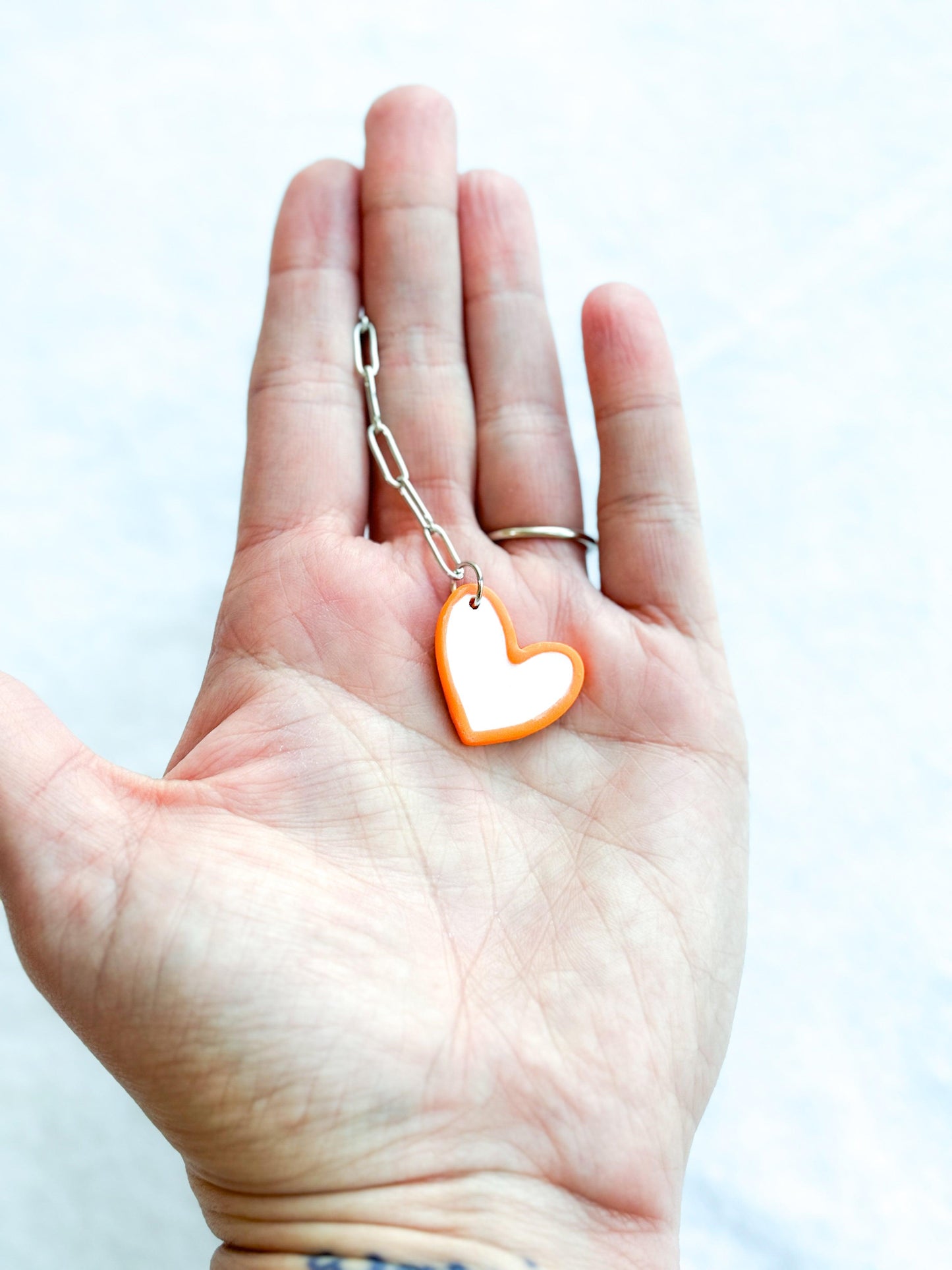 Orange Heart Charm, Stanley Cup Accessories, Polymer Clay Charms, Handmade, Gifts for Her - Harbor to Gulf Co.