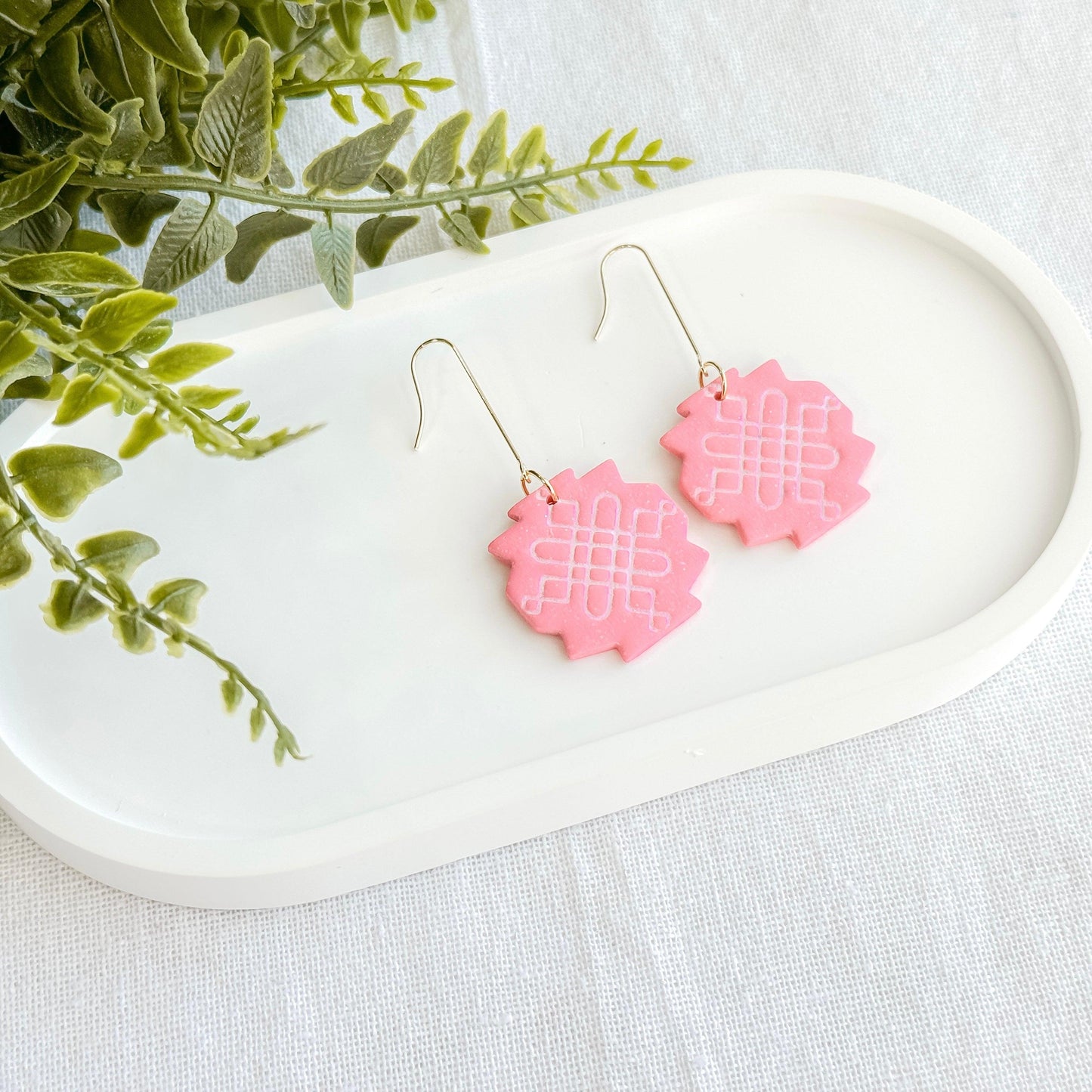 Pink Earrings, Polymer Clay Earrings, Birthday Gift for Friend, Handmade Earrings, Minimalist Drop Earrings, Gifts for Mom, Surgical Steel - Harbor to Gulf Co.