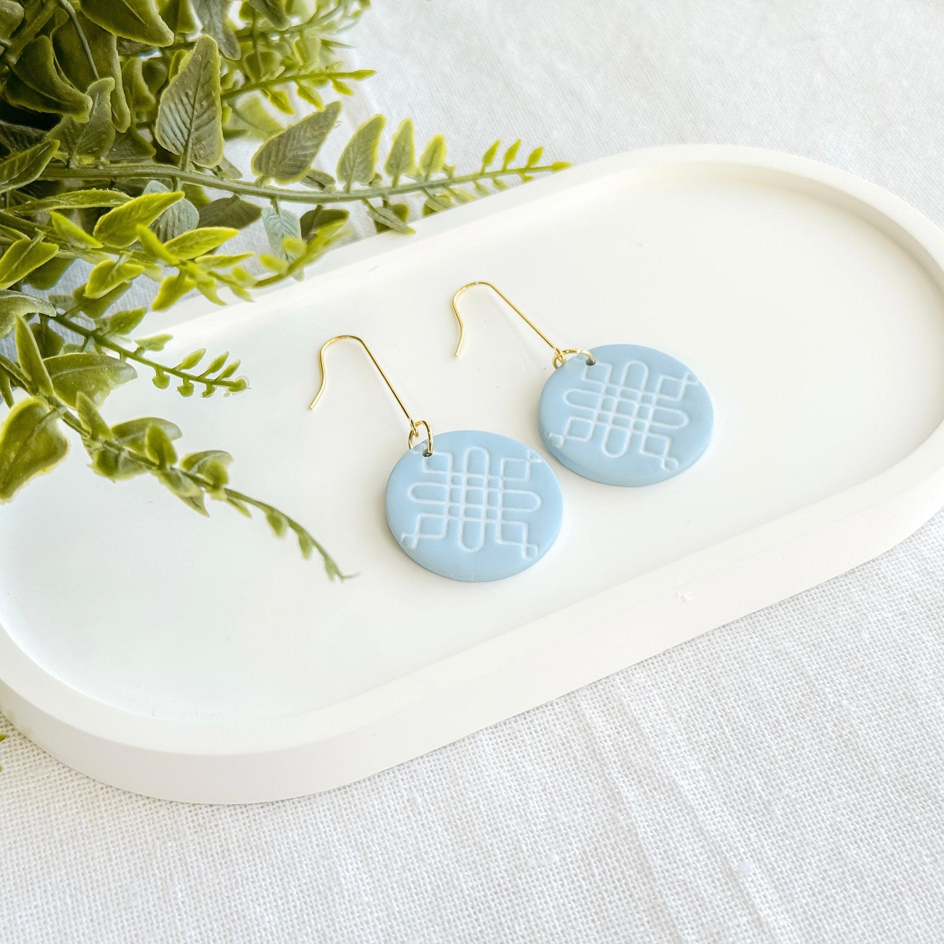 Powder Blue Polymer Clay Earrings, Multiple Styles - Harbor to Gulf Co.