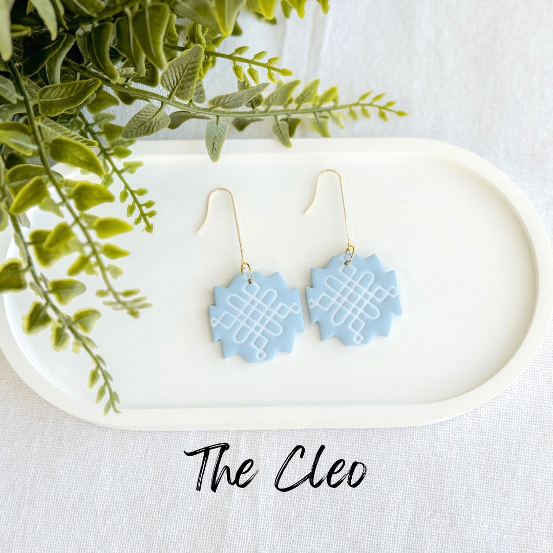 Powder Blue Polymer Clay Earrings, Multiple Styles - Harbor to Gulf Co.