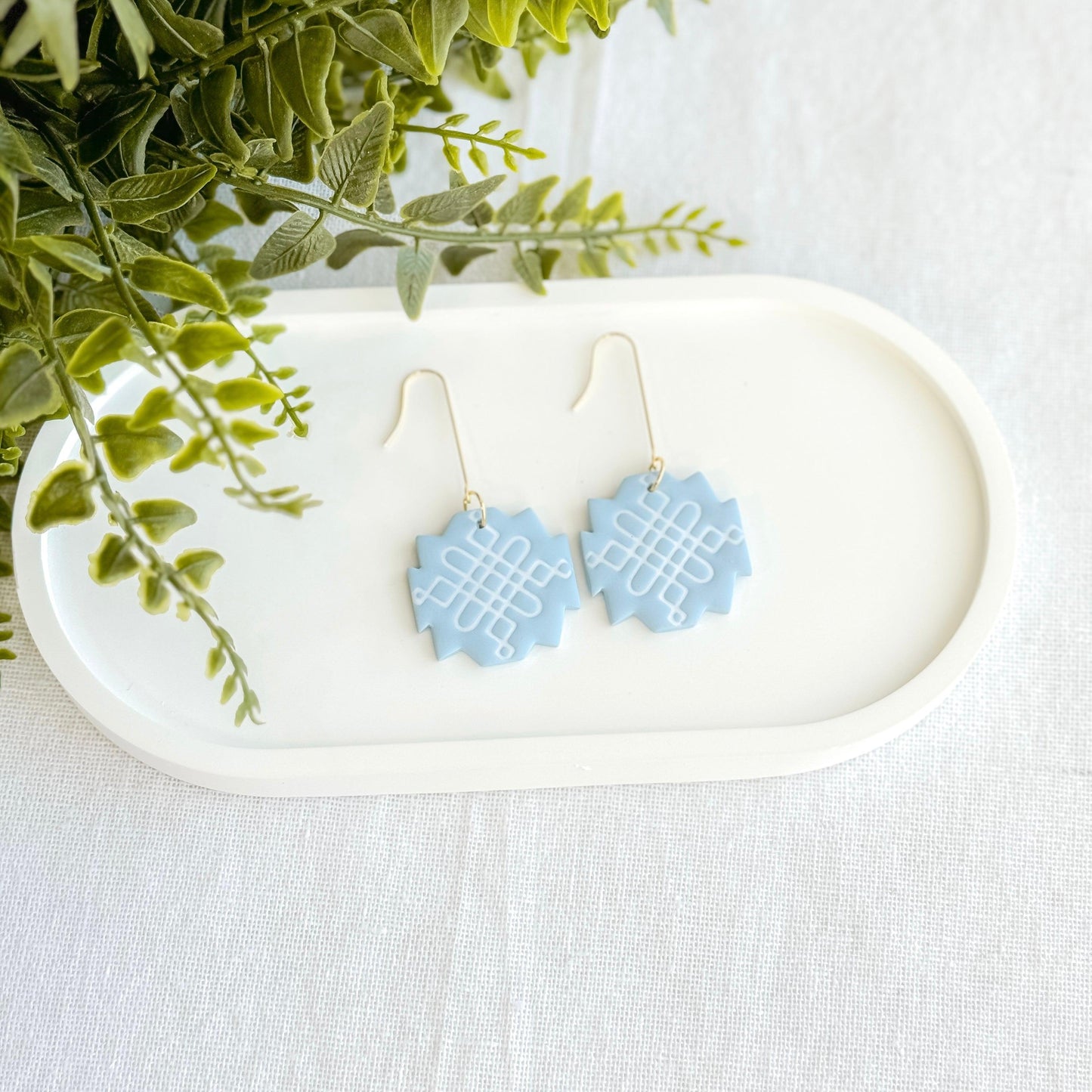 Powder Blue Polymer Clay Earrings, Multiple Styles - Harbor to Gulf Co.