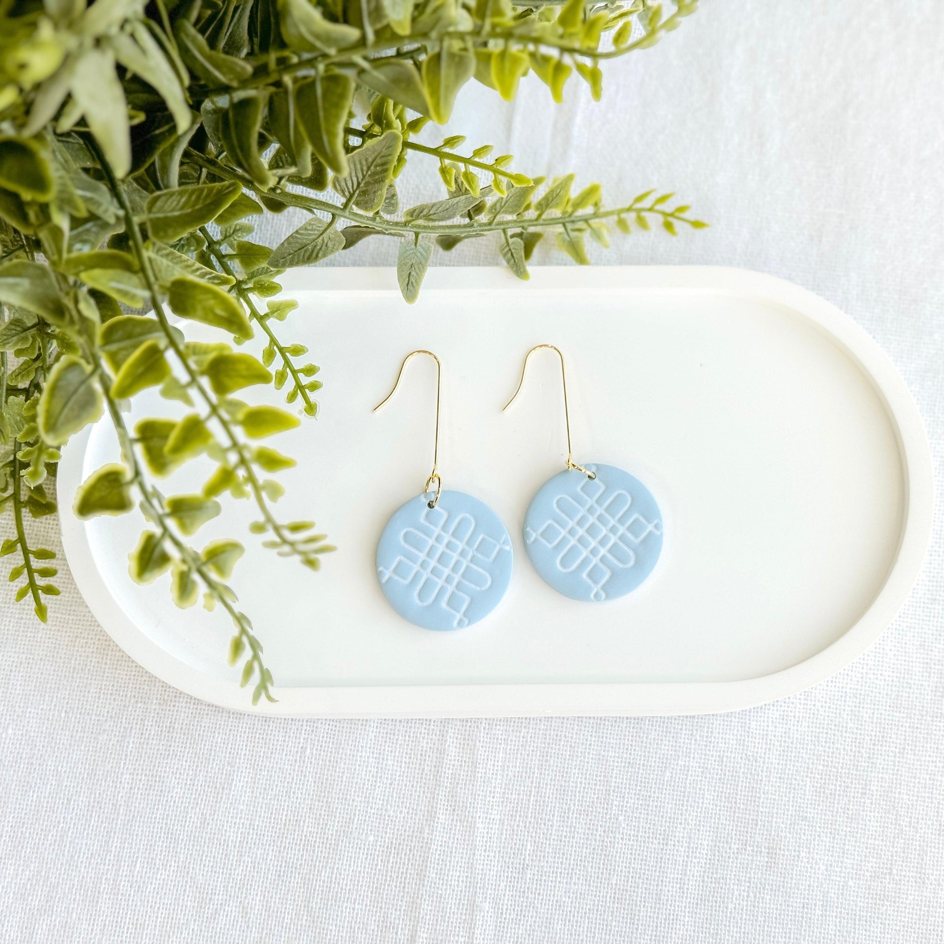 Powder Blue Polymer Clay Earrings, Multiple Styles - Harbor to Gulf Co.