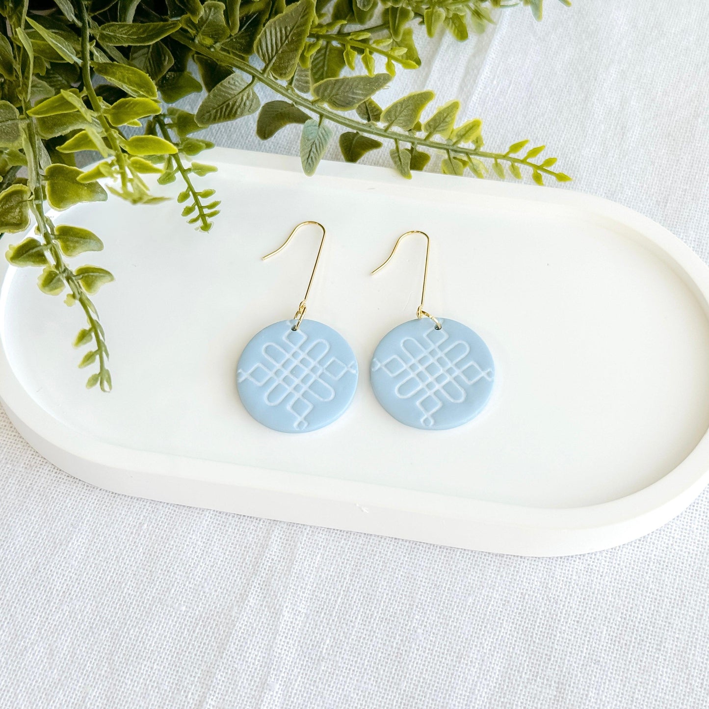 Powder Blue Polymer Clay Earrings, Multiple Styles - Harbor to Gulf Co.