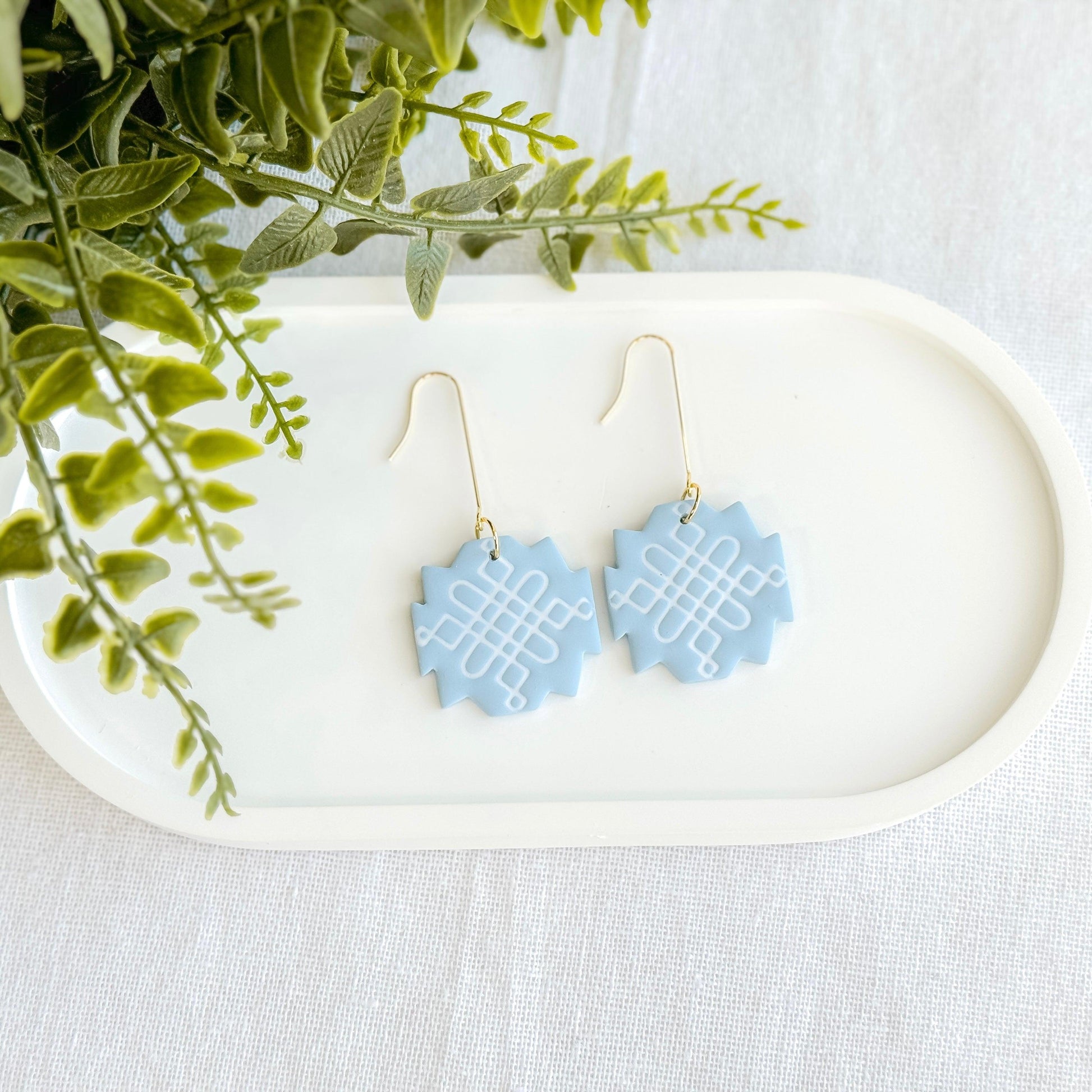 Powder Blue Polymer Clay Earrings, Multiple Styles - Harbor to Gulf Co.