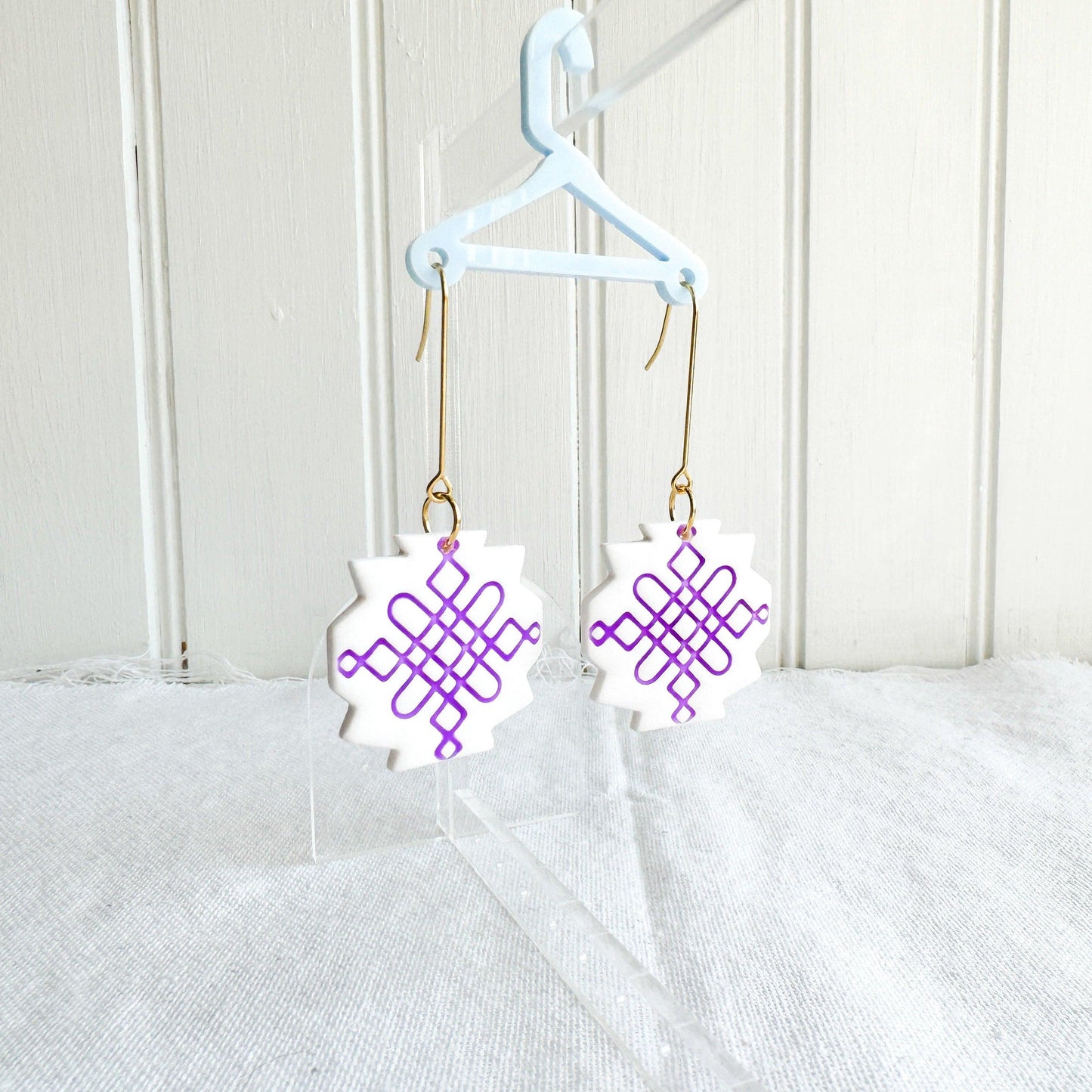 Purple & White Polymer Clay Earrings - Harbor to Gulf Co.