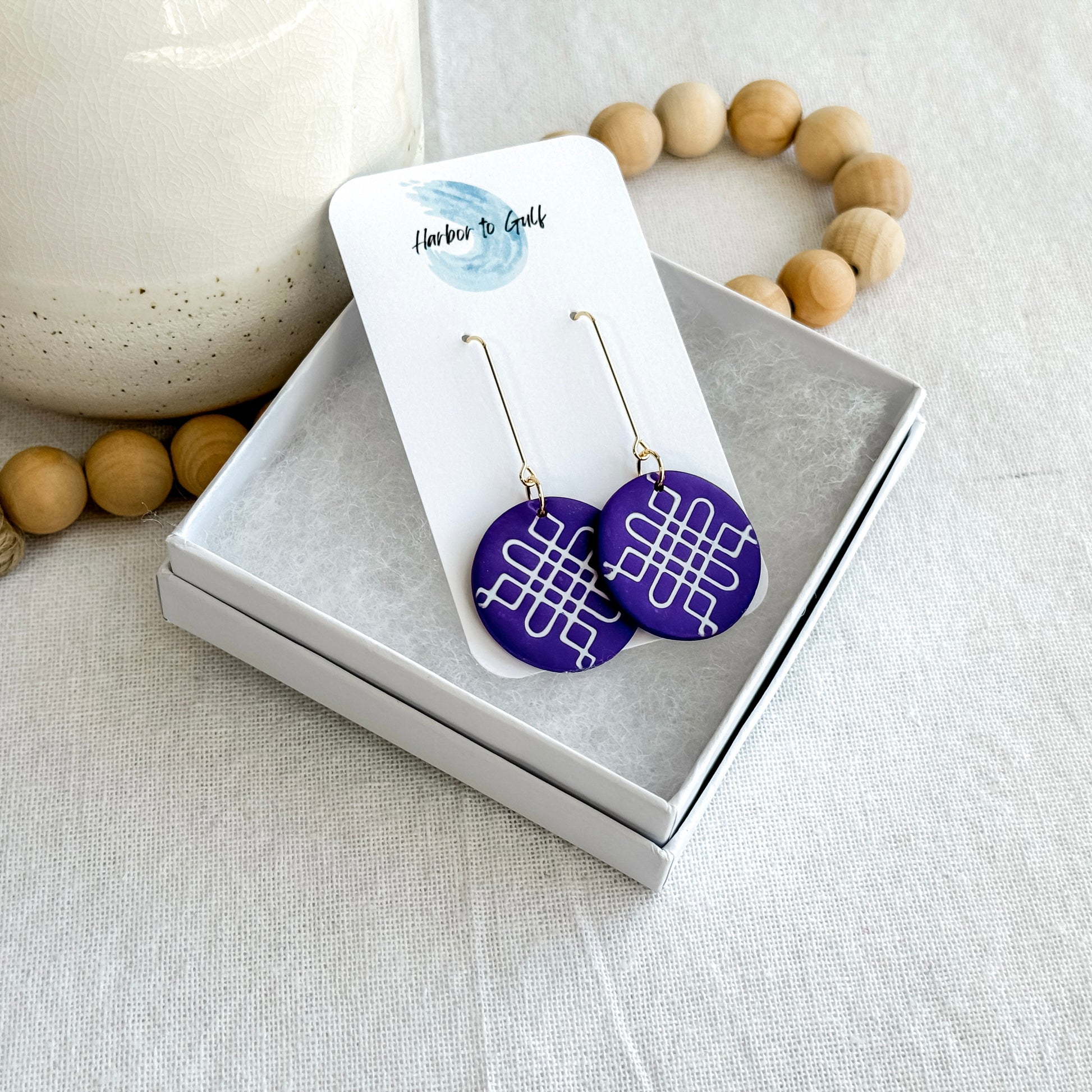 Purple Polymer Clay Earrings, Multiple Styles - Harbor to Gulf Co.