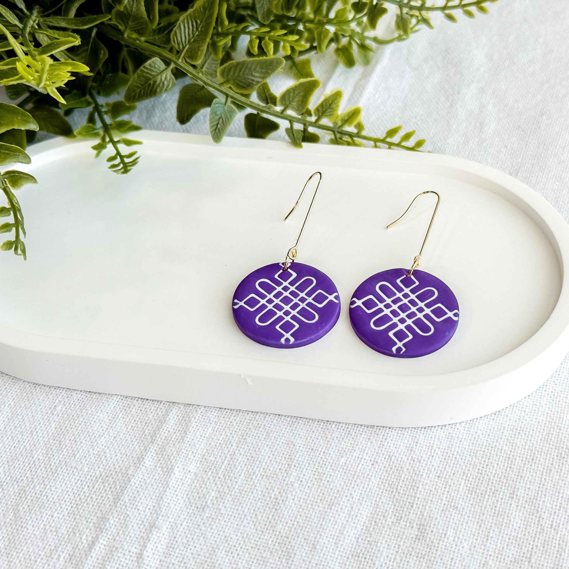 Purple Polymer Clay Earrings, Multiple Styles - Harbor to Gulf Co.