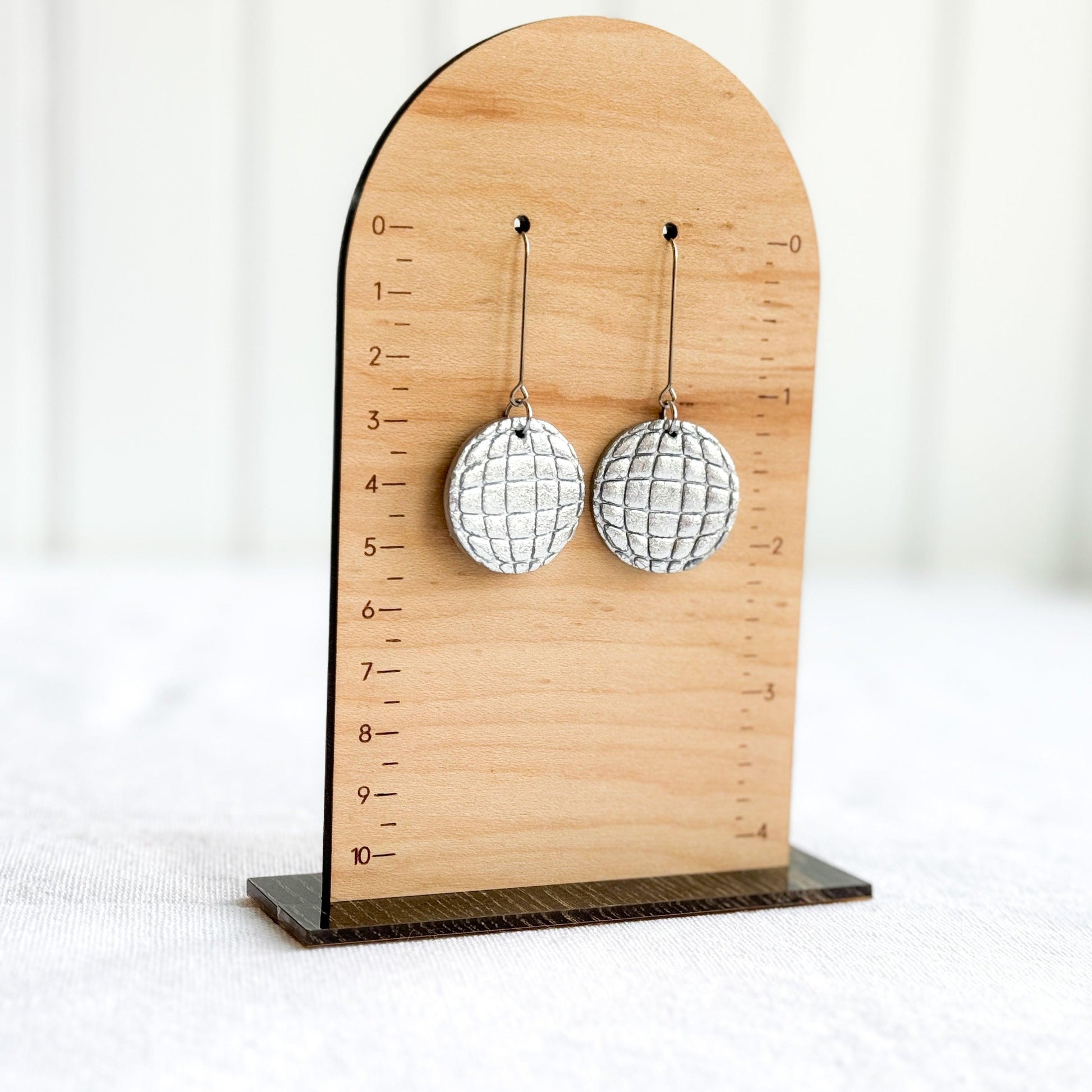 Sparkly Disco Ball Earrings, New Years Eve Earrings, Cute Clay Earrings, Surgical Steel - Harbor to Gulf Co.