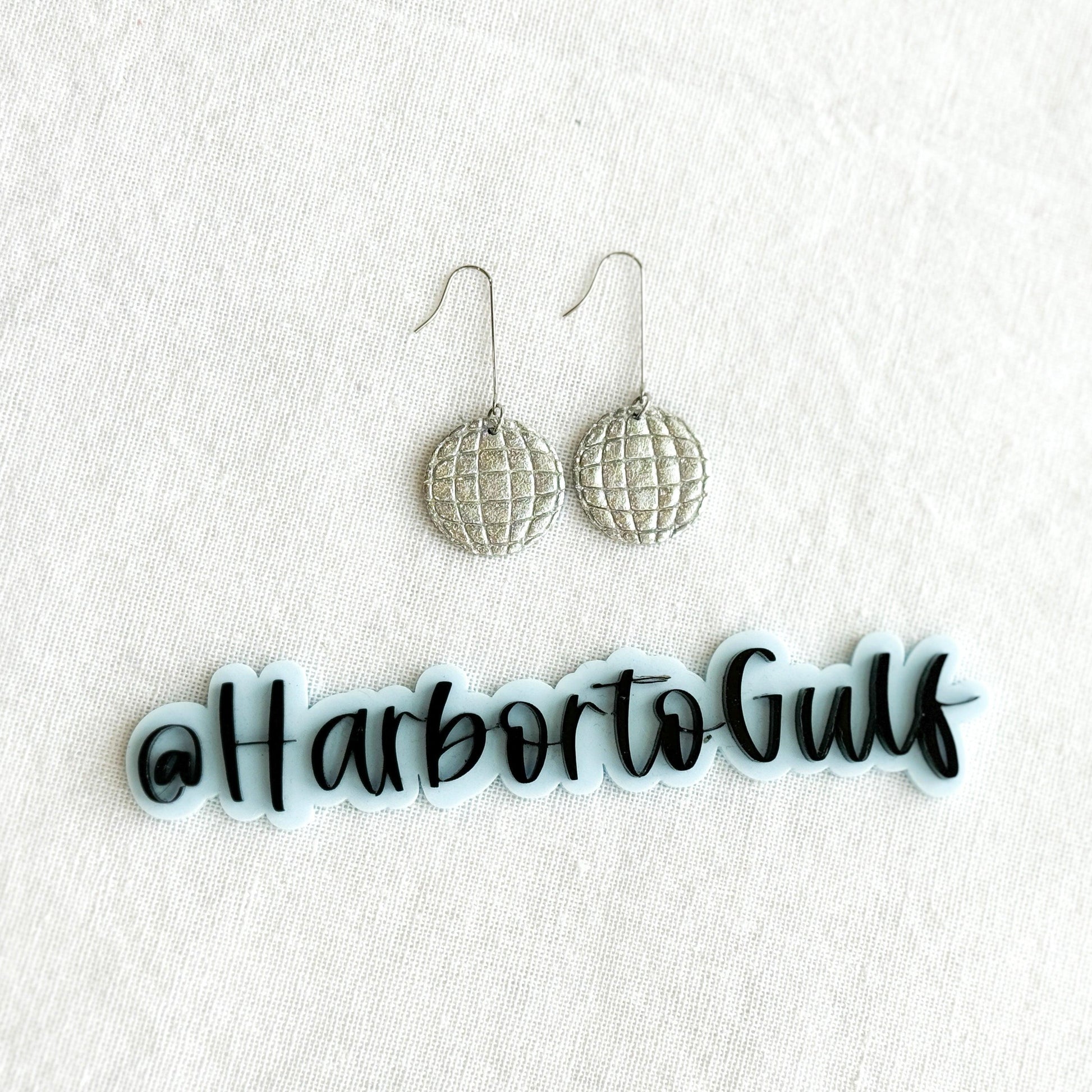 Sparkly Disco Ball Earrings, New Years Eve Earrings, Cute Clay Earrings, Surgical Steel - Harbor to Gulf Co.